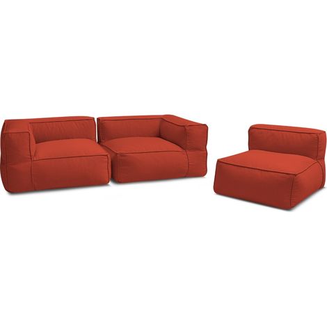 BOBOCHIC - Canapé de jardin modulable GIULIA avec bâche de protection, 2 angles et 1 chauffeuse 1 place Rouge (1/5)