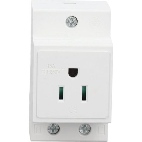 Prise de Courant Alternatif Fiable sur Rail DIN, pour Panneau de Distribution, Prise de Courant en Nylon Ignifuge pour une Installation Facile (États-Unis AC110‑250 V 15 A) (1/4)