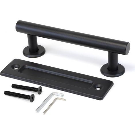 EMUCA Poignée pour portes coulissantes en bois Pasadena - Longueur 240 mm - Tige 180 mm - Acier - Noir texturé (1/10)