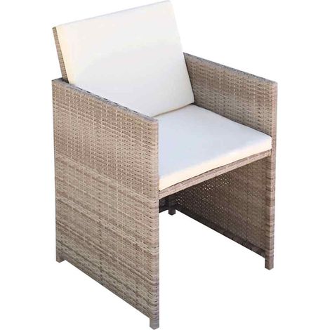 vidaXL Sillas de jardín con cojines 2 unidades ratán sintético beige (1/2)