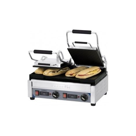 Grill Panini double Premium Rainurée - Lisse avec minuteur – Casselin, 2900 W, 220 V - MONO
