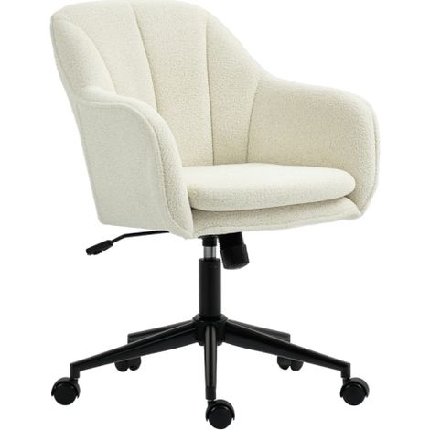 Sedia da ufficio 60x63x84-94 cm, schienale curvo, per camera da letto e soggiorno - Tessuto velluto beige (1/5)