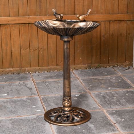 81cm Bronze Effect Garden Patio Bird Bath with Bird Sculptures (1/5)