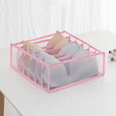 Ensemble de rangement pour sous-vêtements - Organisateur de tiroir pliable pour sous-vêtements - 6 compartiments - Rose (1/5)