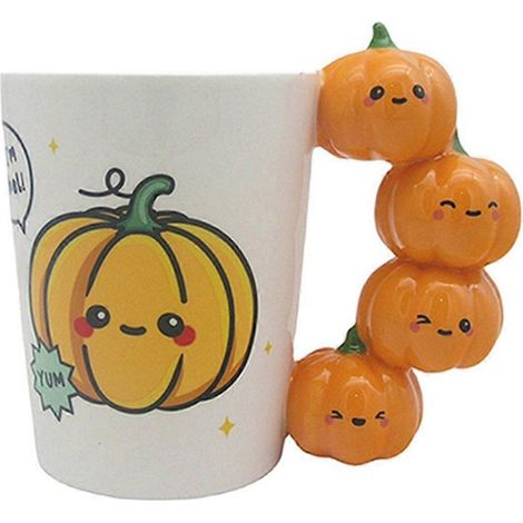 Keramikbecher mit kürbisförmigem Henkel – Design „Schönes Mädchen“ (1/5)