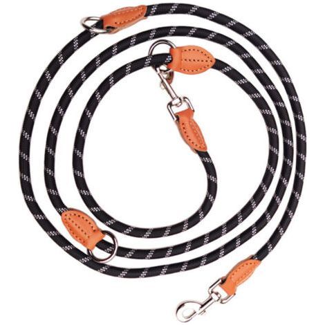 Adjustable double leash for large dogs, 200 cm, black, 1.3 cm (1/5)