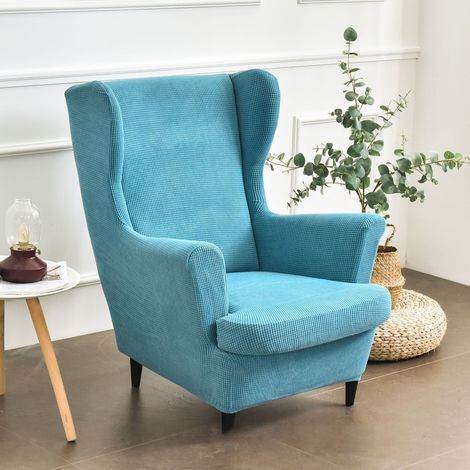 Housse, jeté de fauteuil, housse de fauteuil à oreilles, housse de protection épaisse en jacquard uni, housse de fauteuil (1/5)