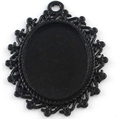 10 supports ovales pour cabochons en alliage pour pendentifs électrophorétiques, plateaux vierges noirs pour pendentifs, base pour cabochons, 39 x 29,5 x 2 mm ( ) (1/2)