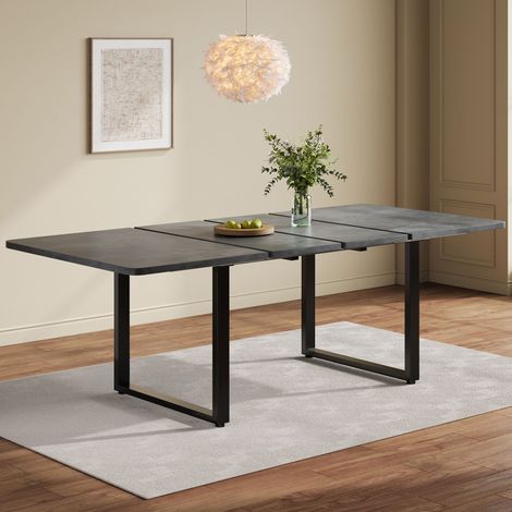 Table à manger extensible 140/180x220x90 cm - idéale pour 6 à 10 personnes - pieds en métal - Style moderne - Gris (1/5)