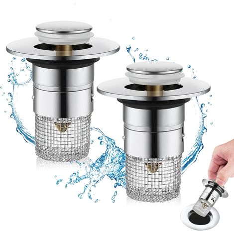 2 Stücke WaschbeckenstöPsel für 33-40mm Abfluss Ablauf, Abflussstopfen Waschbecken mit Haarsieb, Universal Pop Up Abflusssieb Dusche schnell ablaufend, Abflussstopfen füR Aufsatzwaschbecken (1/5)