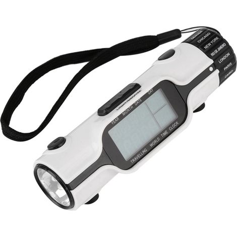 Lampe torche LED numérique, horloge de voyage avec heure mondiale, réveil et thermomètre d'extérieur (1/5)