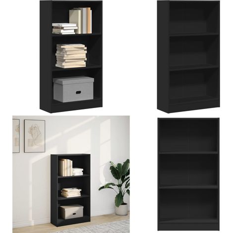 vidaXL Bibliothèque noir 60x24x109 cm bois d'ingénierie (1/5)