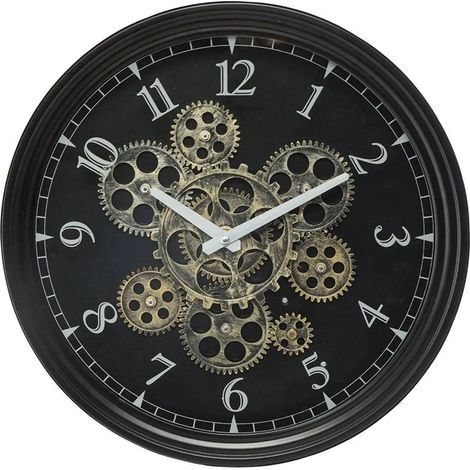 Reloj mecánico negro - metal D. 37 cm - Atmosphera créateur d'intérieur (1/4)