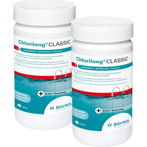 Pack de 2 Chlorilong Classic 1,25 kg - Galets de chlore Bayrol (1/4)