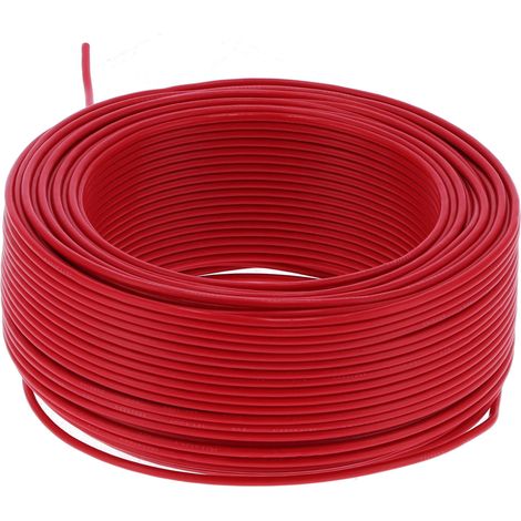 Câble électrique 19 brins cuivre PVC BVR 1x2,5 rouge 100m, fil 450V AC, gaine isolante, conducteur souple, monobrin 2,5mm² (1/5)