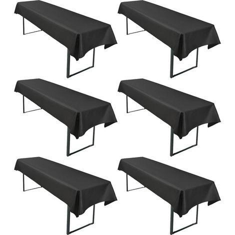 6er-Pack Biertisch Tischdecken 250x100cm Schwarz Wasserdicht Gebürstet