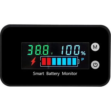 Monitor digital de batería IPX7 de 7-100 V, mide capacidad, voltaje y potencia, con pantalla a color y alarma de temperatura, para vehículos eléctricos y motocicletas.