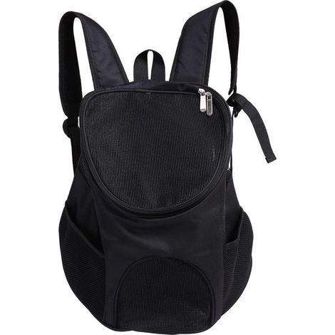 Hunde- und Katzenrucksack, freihändig, verstellbare Belüftung, doppelter Schultergurt, geeignet für Hunde, Katzen, Welpen, Kätzchen, Kaninchen, Spaziergänge, Wanderungen und Reisen (Schwarz) (1/5)