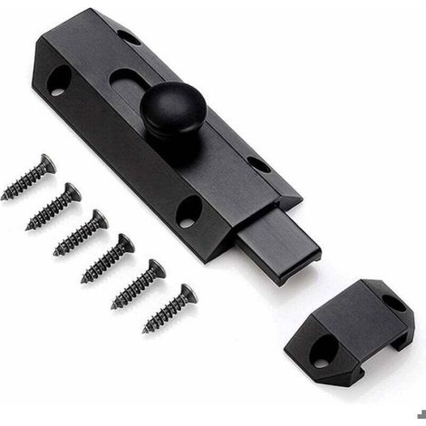 1 Loquet de sécurité, laiton massif, design coulissant, noir, pour portail, garage, jardin (1/4)