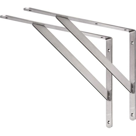 Équerres Étagères Murale Acier Inox Support d'étagère 45 x 32 cm Equerre Etagere Charge Max 250KG Support Flottante pour Tablettes Etagères Équerres de Fixation, avec Vis (1/5)