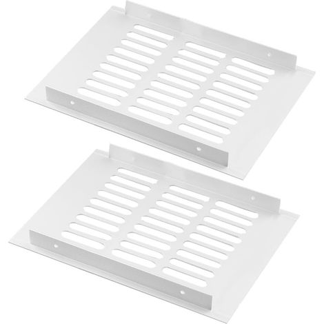 Lot de 2 Grille d'aération Aluminium, Rectangulaire Blanche 150x200mm, Pour Armoire Cuisine