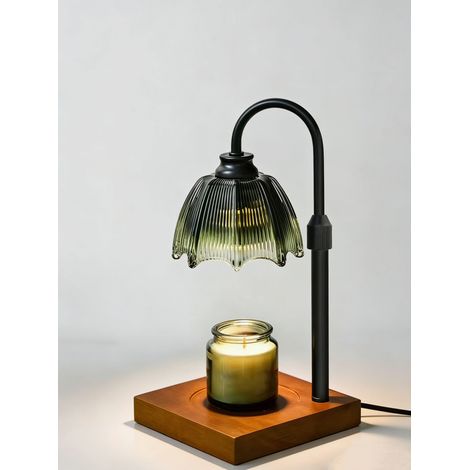 Lampe Chauffe-bougie Électrique Hauteur Réglable - Minuterie & 3 Niveaux de Luminosité 2 Ampoules Halogène pour Déco Maison