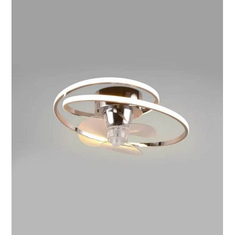 Lámpara de techo LED cromada con ventilador ø50 cm con mando a distancia (1/2)