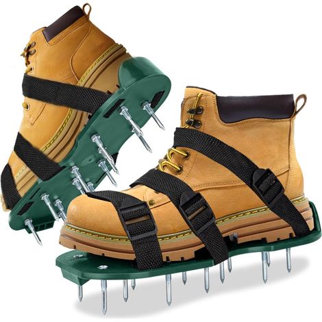 Chaussures d’aération pour pelouse avec pointes courtes de 1,65 pouces, chaussures à pointes pour décompactage de pelouse et de jardin, adaptées aux sols en résine époxy, conception avec 6 paires de l (1/5)