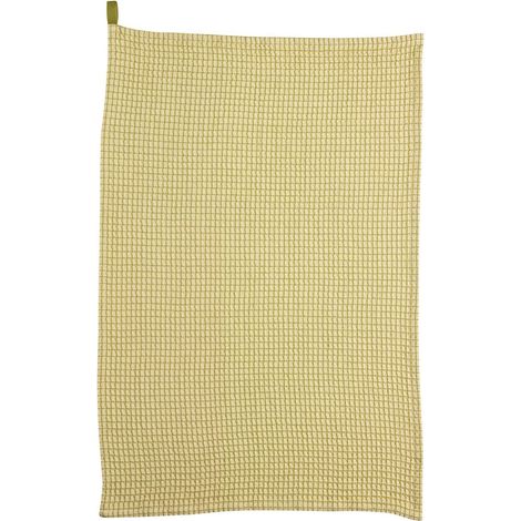 Torchon de cuisine nid d'abeille bicolore en coton Naturel Bergamote 50 x 70 cm - PANGIVO