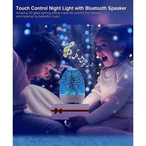 Enceinte Bluetooth veilleuse, lampe de chevet tactile en verre 3D, enceinte sans fil portable à LED 7 couleurs (1/5)
