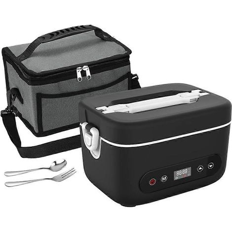 Kabellose elektrische Lunchbox – wiederaufladbarer, tragbarer Speisenwärmer mit 12000 mAh und 5-seitiger Heizung, für Büro und Outdoor-Aktivitäten (Schwarz) (1/5)