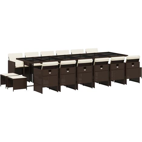 Maison Exclusive - Set da Pranzo da Giardino 17 pz con Cuscini Marrone Polyrattan