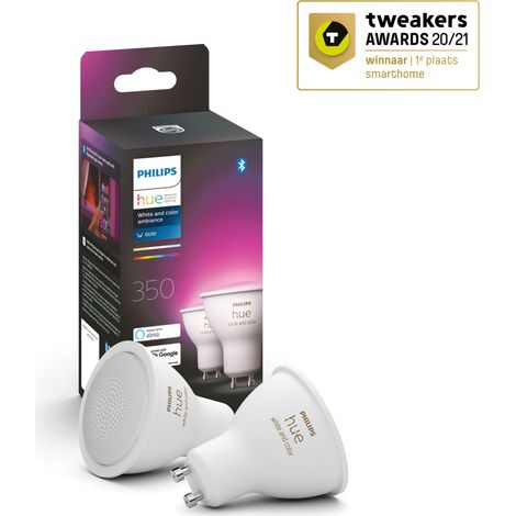 Philips Hue Bombilla inteligente LED Philips Hue White and Color Ambiance GU10 5,7W 2000K-6500K RGB Pack2 (1/5)