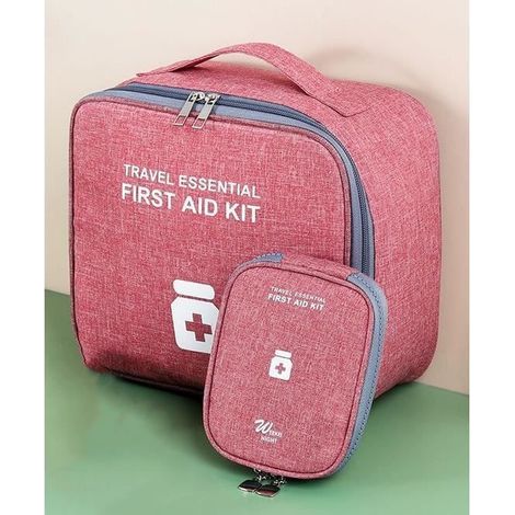 pièces trousse de secours vide trousse pharmacie voyage kit secours Portable Caisses de Rangement pour Maison Voyages Camping(Rouge) (1/4)