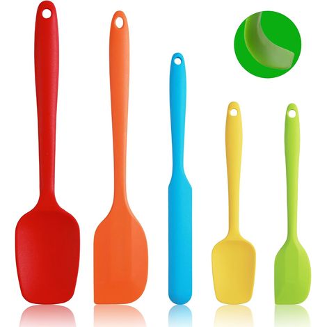 Spatule Silicone, Spatule Patisserie Cuisine Lot de 5, Spatule Flexible Résistante à la Chaleur avec Noyau en Acier Inoxydable, pour Cuisine et Faire des Gâteaux (Multicolore) (1/5)