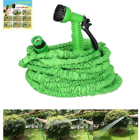 45 m einziehbarer Gartenschlauch mit 7-funktions Pistole, flexibel und langlebig - Aa27199