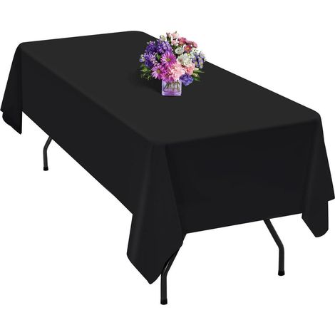 Schwarze Polyester-Tischdecke 100x140 cm, rechteckig, faltenfest, waschbar