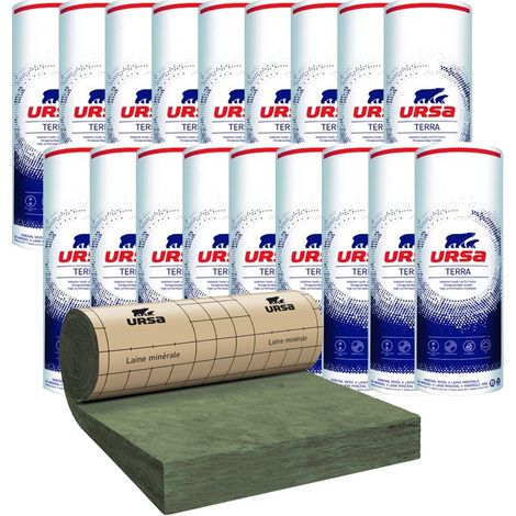 18 Rouleaux laine de verre URSA PRK 32 TERRA revêtu kraft - Ep. 160mm - 58,32m² - R 5 (1/3)