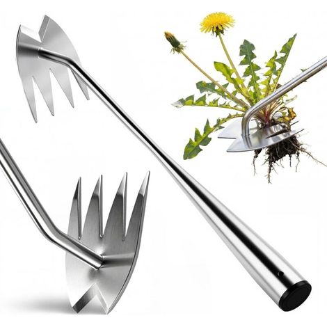 Bardusch-Coupe-mauvaises herbes amélioré, coupe-mauvaises herbes manuel à 4 dents en acier inoxydable, adapté au désherbage et à la plantation dans les jardins