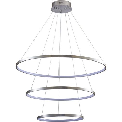 Lampadario LED 60W 4000K 3 anelli nichel Ø80cm Polux (1/5)