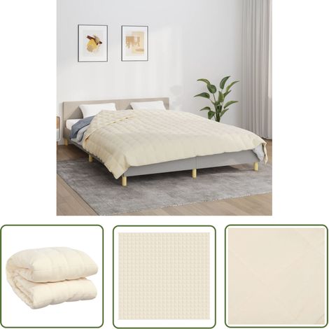 The Living Store Couverture lestée Crème clair 220x230 cm 11 kg Tissu - Couverture Lestée - Couverture Poids - Sommeil Profond - Relaxation - Stress (1/5)