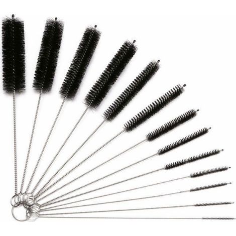 Kit Brosse De Nettoyage Tube - 13 Pièces - Poignée Acier Inoxydable - Pour Biberons Bouteilles Verre Bouilloires Claviers (1/4)