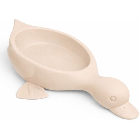 Jabonera organizadora con forma de pato beige y desagüe para jabón. (1/3)