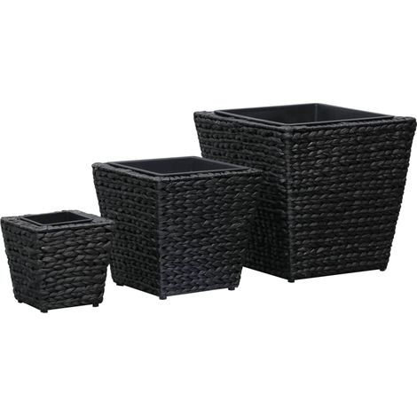 Fioriera rialzata per piante fiori e giardino 3 pezzi giacinto d'acqua nero 020001344
