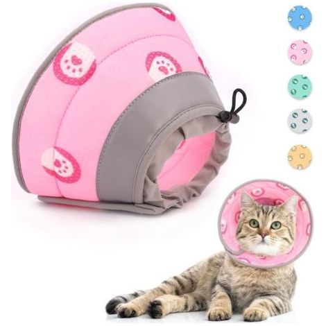 Collier cervical ajustable pour chat – Protection confortable couleur rose, taille S (1/5)