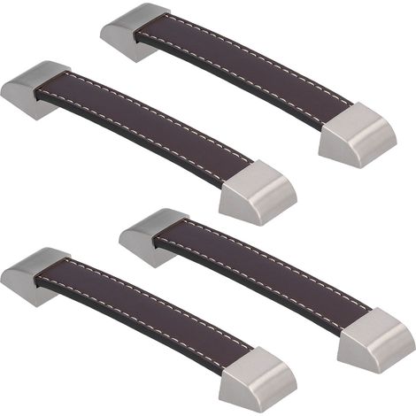 Lot de 4 poignées de meuble rectangulaires marron pour tiroirs, portes latérales de placards et bagages (1/5)