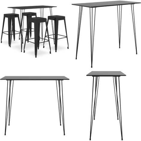 Ensemble de bar 5 pcs Noir - Ensemble De Bar - Meuble De Salle À Manger - Table De Bar - Tabouret De Bar - Mobilier Moderne - Home & Living (1/5)