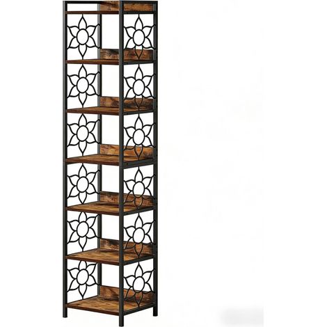 CHICFURN Libreria angolare a 7 livelli 40x34x200 cm in MDF e metallo nero, per spazi piccoli (1/5)