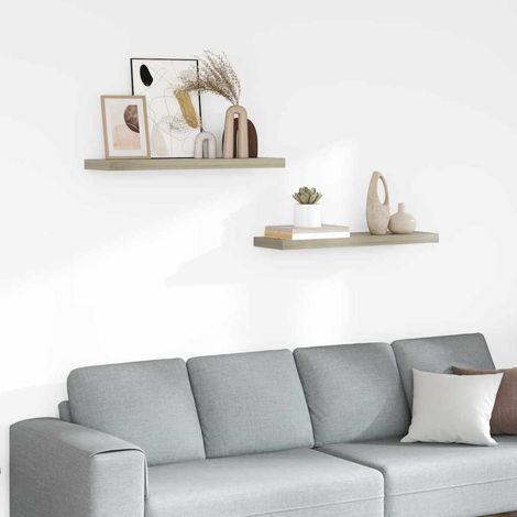 323878 vidaXL Floating Wall Shelves 2 pcs Oak 80x23,5x3,8 cm MDF (1/5)