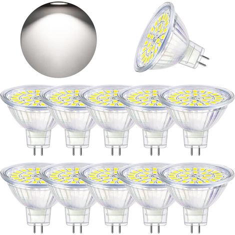 Tigrezy LED-Glühbirne GU5.3, Kaltweiß 6000 K, MR16 LED 12 V, 5 W, entspricht 50 W Halogen, nicht dimmbare LED-Spot-Glühbirnen, 10 Stück [Energieklasse F]